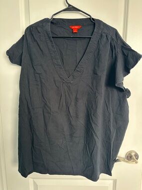 Joe Fresh Black V-Neck Short Sleeve Blouse